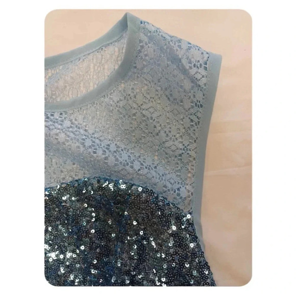 Rose Gal Blue Hi Lo Sequins Sleeveless  Dress Size XXL - Picture 7 of 10